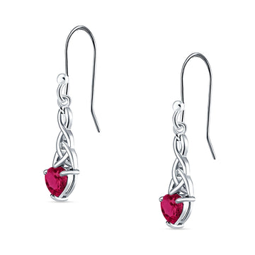 Celtic Trinity Heart Earrings Simulated Ruby 925 Sterling Silver Wholesale